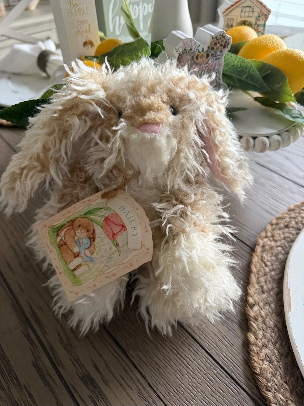 Hallmark Cream & Pink Floppy-Eared Plush Bunny for Small Pets